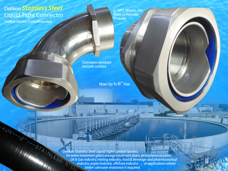 [CN] Delikon wastewater treatment plant Stainless Steel Liquid tight connector,stainless steel liquid tight conduit 